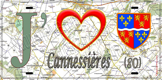 Plaque métal décorative 15X30 J' ❤️ Cannessières, Somme (80) geo