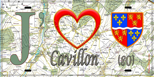 Plaque métal décorative 15X30 J' ❤️ Cavillon, Somme (80) géo