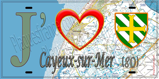Plaque métal décorative 15X30 J' ❤️ Cayeux-sur-Mer, Somme (80) géo