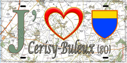 Plaque métal décorative 15X30 J' ❤️ Cerisy-Buleux, Somme (80)