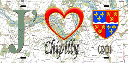 Plaque métal décorative 15X30 J' ❤️ Chipilly, Somme (80)