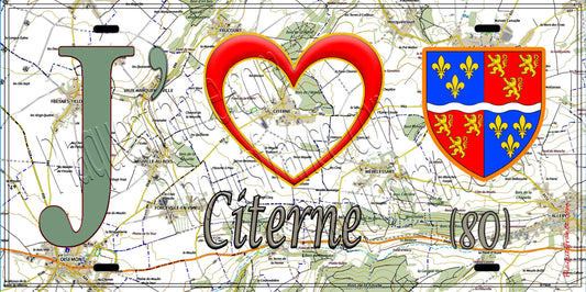 Plaque métal décorative 15X30 J' ❤️ Citerne, Somme (80) geo