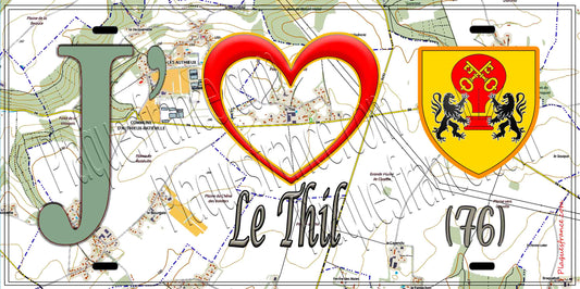 Plaque métal décorative 15X30 J' ❤️ Le Thil, Seine Maritime (76) géo