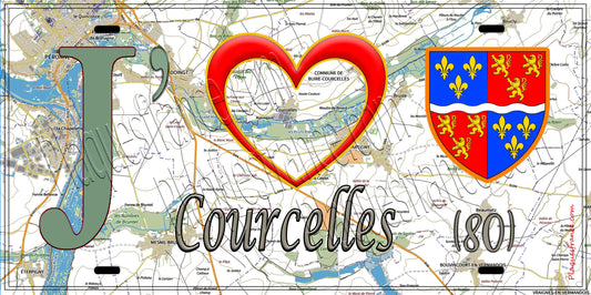 Plaque métal décorative 15X30 J' ❤️Buire-Courcelles, Somme (80)