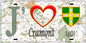 Plaque métal décorative 15X30 J' ❤️ il love Cramont, Somme (80) géo