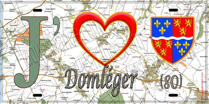 Plaque métal décorative 15X30 J' ❤️ Domléger-Longvillers, Somme (80)