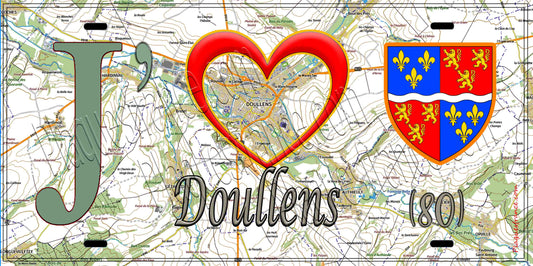 Plaque métal décorative 15X30 J' ❤️ Doullens, Somme (80)