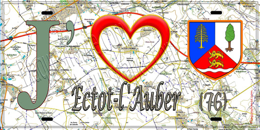 Plaque métal décorative 15X30 J' ❤️ Ectot-l'Auber, Seine Maritime (76) géo