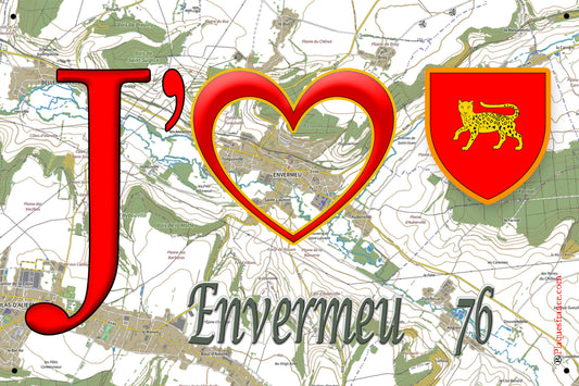 Plaque métal décorative 20x30 cm J' ❤️ Envermeu, Seine Maritime (76)
