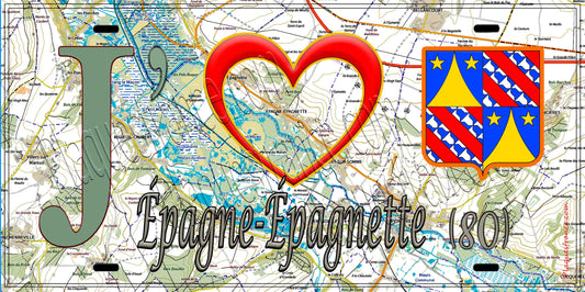 Plaque métal décorative 15X30 J' ❤️Épagne-Épagnette, Somme (80) géo