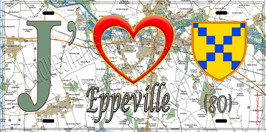 Plaque métal décorative 15X30 J' ❤️ Eppeville, Somme (80)