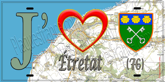 Plaque métal décorative 15X30 J' ❤️ Étretat, Seine Maritime (76) geo