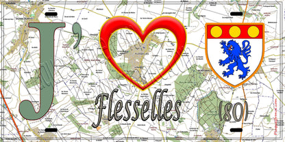 Plaque métal décorative 15X30 J' ❤️ Flesselles, Somme (80)