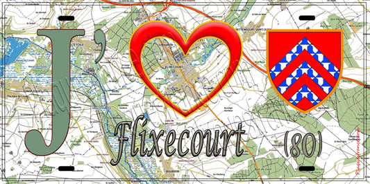 Plaque métal décorative 15X30 J' ❤️ Flixecourt, Somme (80)