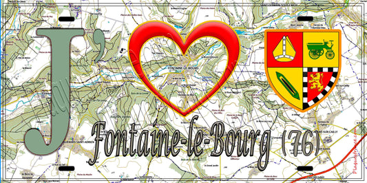 Plaque métal décorative 15X30 J' ❤️ Fontaine-le-Bourg, Seine Maritime (76) géo