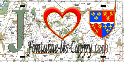 Plaque métal décorative 15X30 J' ❤️ Fontaine-lès-Cappy, Somme (80)