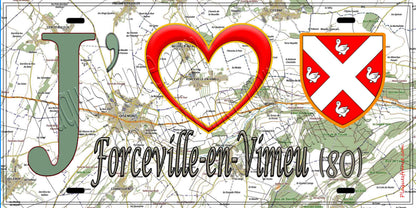 Plaque métal décorative 15X30 J' ❤️ Forceville-en-Vimeu, Somme (80) géo