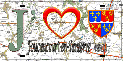 Plaque métal décorative 15X30 J' ❤️ Foucaucourt-en-Santerre, Somme (80)