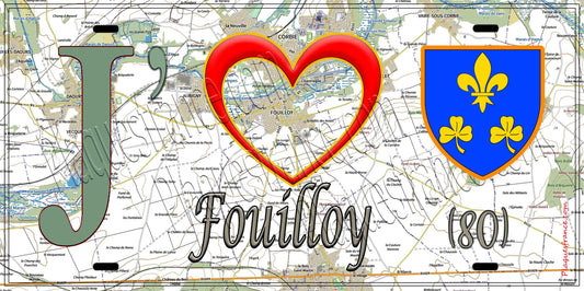 Plaque métal décorative 15X30 J' ❤️ Fouilloy, Somme (80)