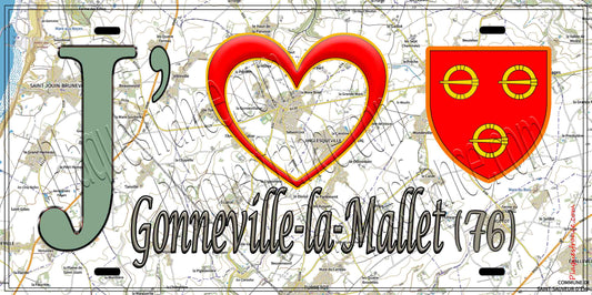 Plaque métal décorative 15X30 J' ❤️ Gonneville-la-Mallet, Seine Maritime (76) geo