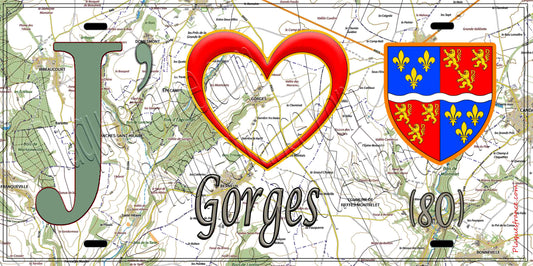 Plaque métal décorative 15X30 J' ❤️ Gorges, Somme (80)