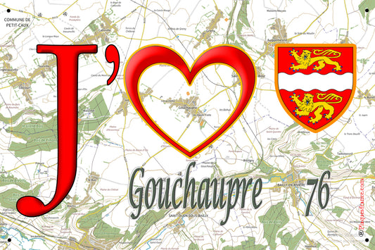 Plaque métal décorative 20x30 J' ❤️ Gouchaupre, Seine Maritime (76)