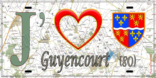 Plaque métal décorative 15X30 J' ❤️Guyencourt-Saulcourt, Somme (80)