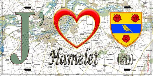 Plaque métal décorative 15X30 J' ❤️ Hamelet, Somme (80)