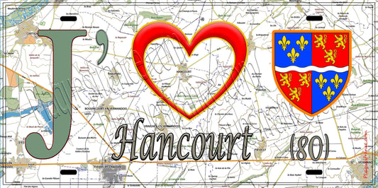 Plaque métal décorative 15X30 J' ❤️Hancourt, Somme (80)