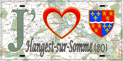 Plaque métal décorative 15X30 J' ❤️ Hangest-sur-Somme, Somme (80) geo