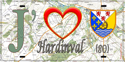 Plaque métal décorative 15X30 J' ❤️ Hardinval, Somme (80)