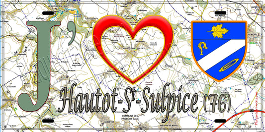 Plaque métal décorative 15X30 J' ❤️ Hautot-Saint-Sulpice , Seine Maritime (76) géo