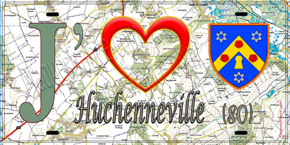 Plaque métal décorative 15X30 J' ❤️Huchenneville, Somme (80) géo
