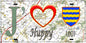 Plaque métal décorative 15X30 J' ❤️ Huppy, Somme (80) geo