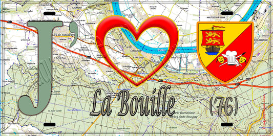 Plaque métal décorative 15X30 J' ❤️ La Bouille, Seine Maritime (76) géo