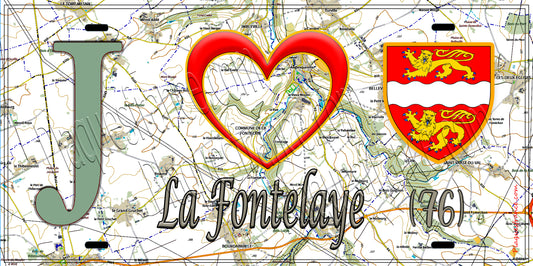Plaque métal décorative 15x30 J' ❤️ La Fontelaye, Seine Maritime (76) géo