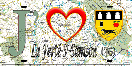 Plaque métal décorative 15X30 J' ❤️ La Ferté-Saint-Samson, Seine Maritime (76) géo