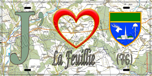 Plaque métal décorative 15X30 J' ❤️ La Feuillie, Seine Maritime (76) géo