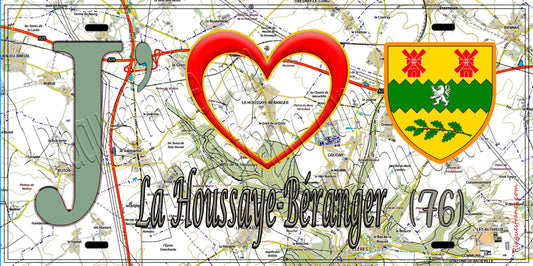 Plaque métal décorative 15X30 J' ❤️ La Houssaye-Béranger, Seine Maritime (76) geo