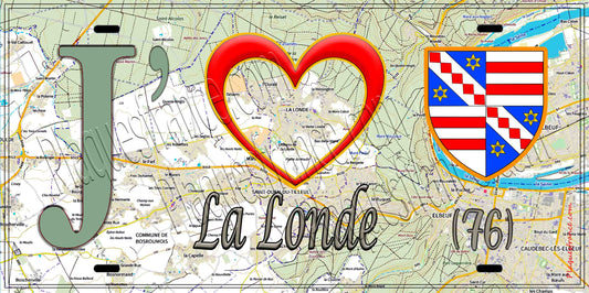 Plaque métal décorative 15X30 J' ❤️ La Londe, Seine Maritime (76)