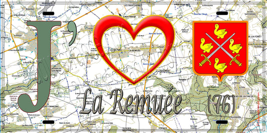 Plaque métal décorative 15X30 J' ❤️ La Remuée, Seine Maritime (76) géo