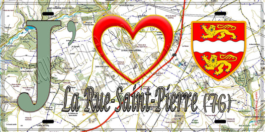 Plaque métal décorative 15X30 J' ❤️ La Rue-Saint-Pierre, Seine Maritime (76)