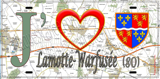 Plaque métal décorative 15X30 J' ❤️ Lamotte-Warfusée, Somme (80)