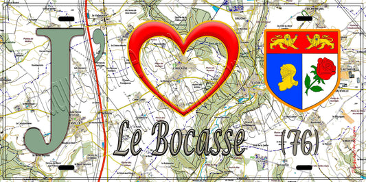 Plaque métal décorative 15X30 J' ❤️ Le Bocasse, Seine Maritime (76) géo