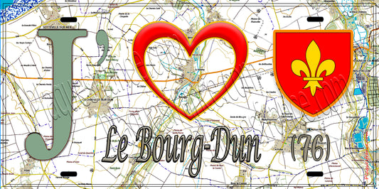 Plaque métal décorative 15X30 J' ❤️ Le Bourg-Dun, Seine Maritime (76) géo