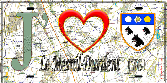 Plaque métal décorative 15X30 J' ❤️ Le Mesnil-Durdent, Seine Maritime (76) géo