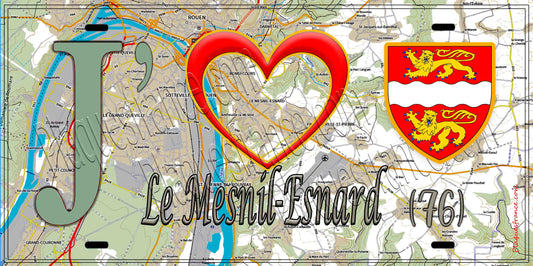 Plaque métal décorative 15X30 J' ❤️ Le Mesnil-Esnard, Seine Maritime (76) geo