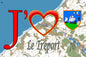 Plaque métal décorative  20 cm x 30 cm J' ❤️ Le Tréport, Seine Maritime (76)