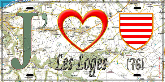 Plaque métal décorative 15X30 J' ❤️ Les Loges, Seine Maritime (76) géo