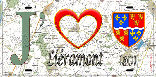 Plaque métal décorative 15X30 J' ❤️ Liéramont, Somme (80)